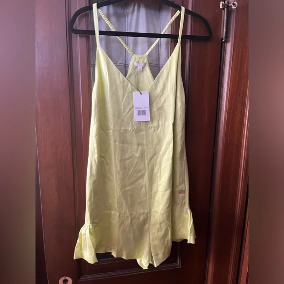 Lunya washable silk romper in boundless lime size L - Picture 6 of 8